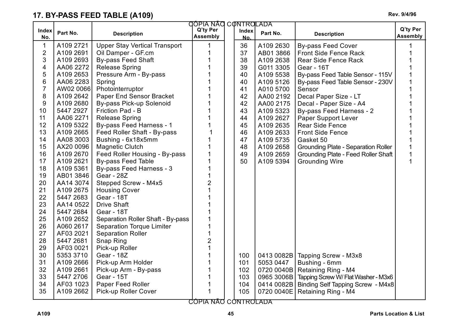 RICOH Aficio NC5006 A109 Parts Catalog-4